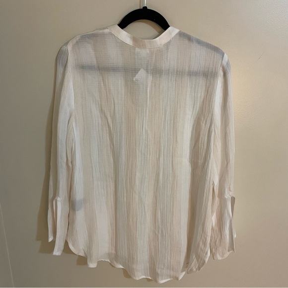 𝅺melissa Neptune Fisher High Low Wide Stripe Split Sleeve Button down Shirt - Picture 2 of 9